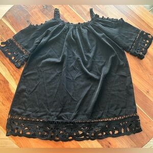 Elegant Black Lace Trim Women's Swim Cover-Up